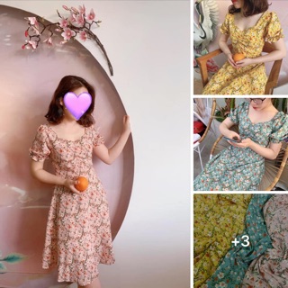 Váy Hoa Nhí cổ vuông xinh yêu