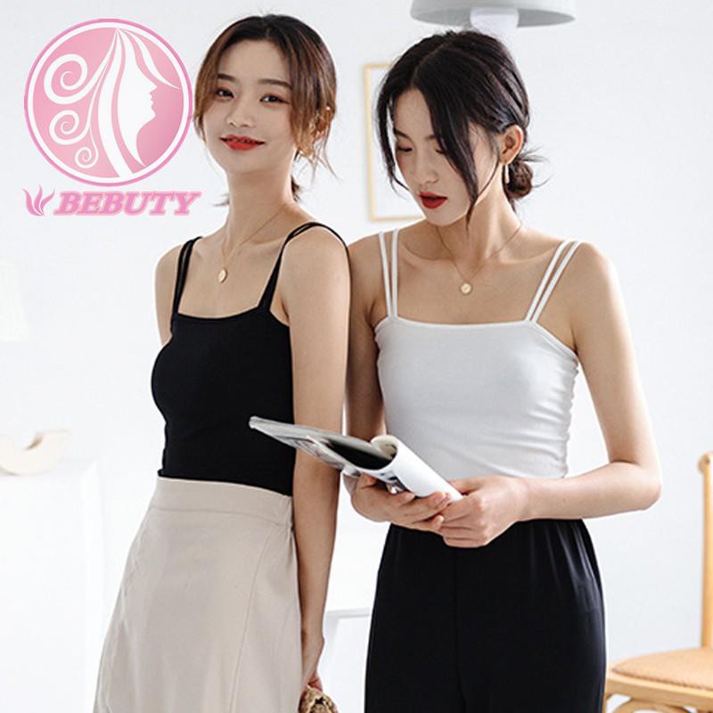 【Giảm giá hấp dẫn tại chỗ】Xiaozhainv Áo hai dây dệt kim đơn giản 8 màu tuỳ chọn phong cách thời trang Hàn Quốc cho nữ