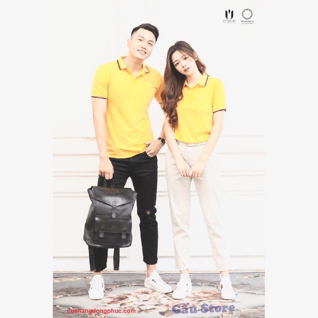 Áo thun Polo GẤU 194 Cá Sấu Sọc Viền Unisex vải cá sấu Poly co dãn 4 chiều dày dặn for