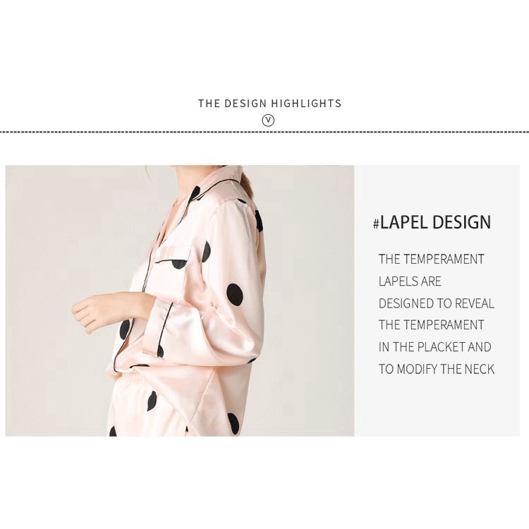 Bộ Đồ Ngủ Tay Dài Họa Tiết Chấm Bi Xinh Xắn Cho Nữ