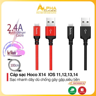 Cáp sạc nhanh dây dù hoco x14 ip/tablet táo/androi/typec 1m/2m casealpha