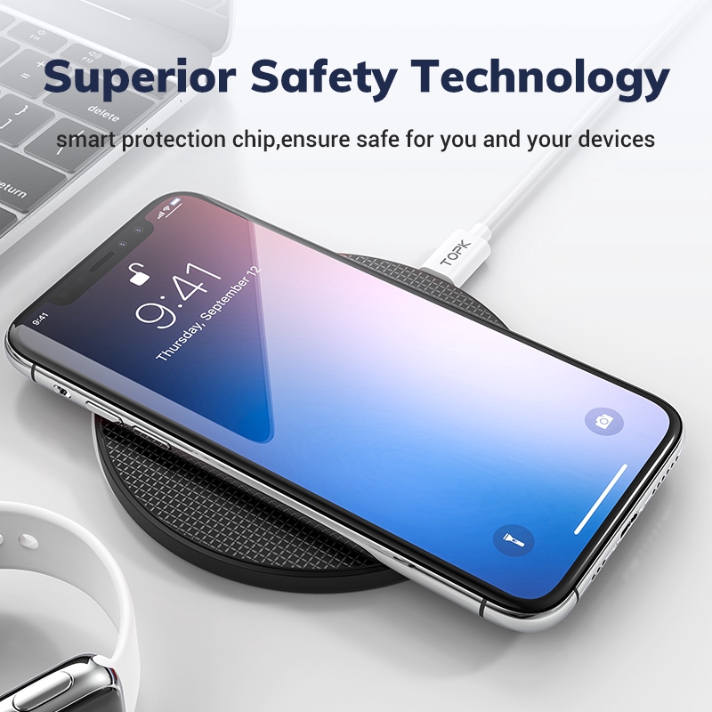 Đế sạc nhanh không dây TOPK B01W 10W cho iPhone Xs Max X 8 Plus Samsung Note 9 Note 8 S10 #6