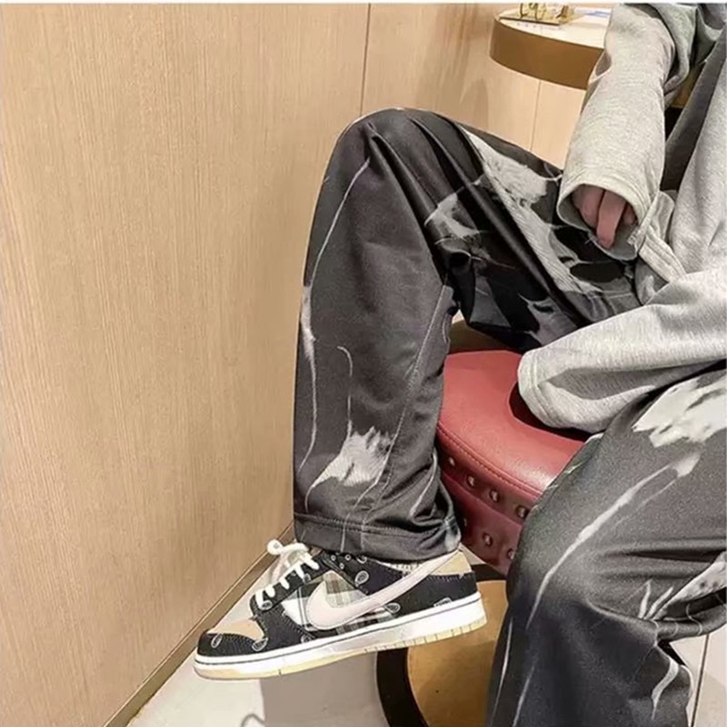 Quần ống rộng in họa tiết thời trang độc đáo phong cách Hàn Quốc cho nam