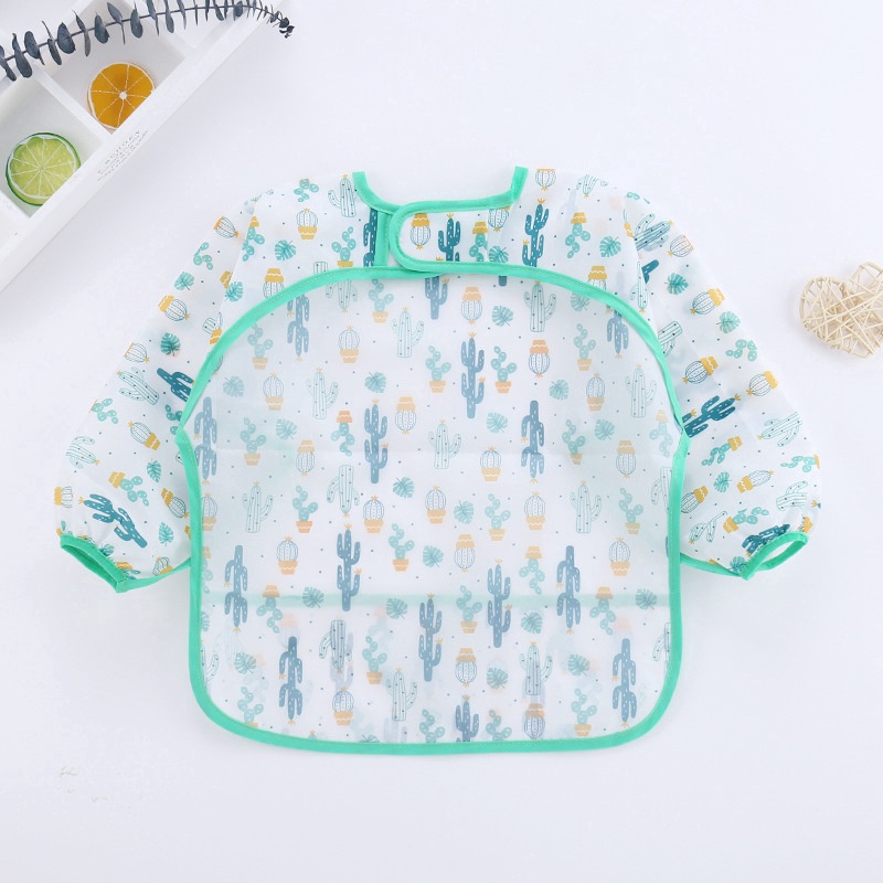 Tạp dề tay dài chống thấm nước họa tiết hoạt hình dễ thương cho bé