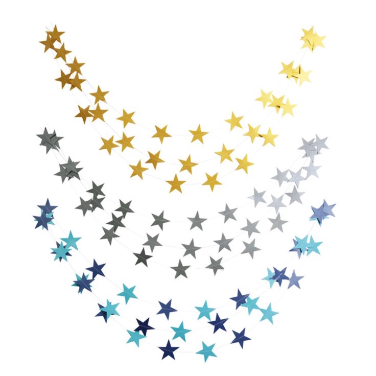 Dây Garland Ngôi Sao Dây Grand Ngôi Sao Dây Ngôi Sao dài 2m Dây cờ Tam Giác trang trí sinh nhật,  Banner Happy Birthday