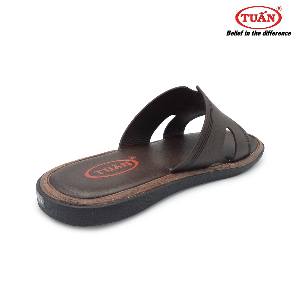 Dép da nam quai bảng ngang da bò tự nhiên thương hiệu Tuấn DXHU-83G