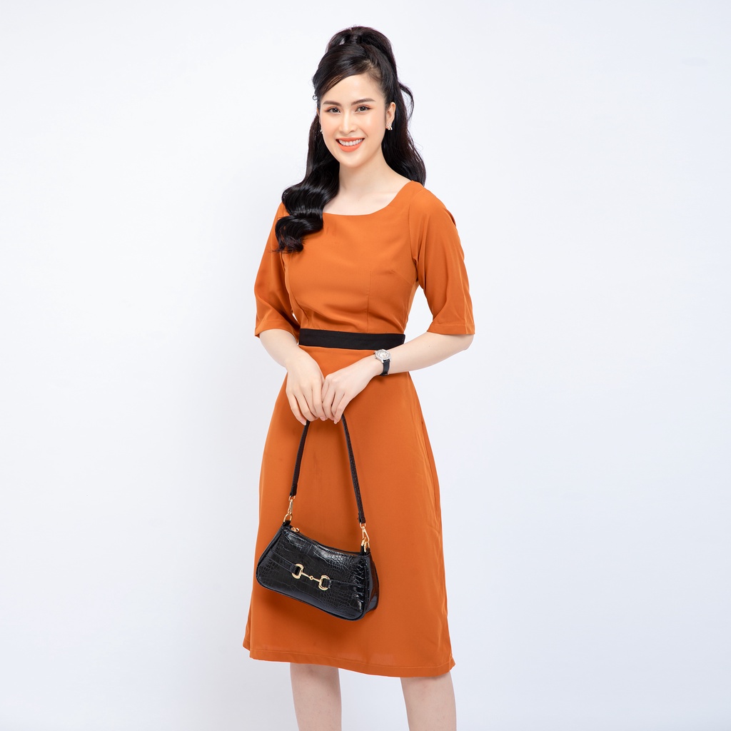 Đầm công sở dự tiệc sang trọng AMYRA dáng suông thanh lịch tay lở cao cấp DA146