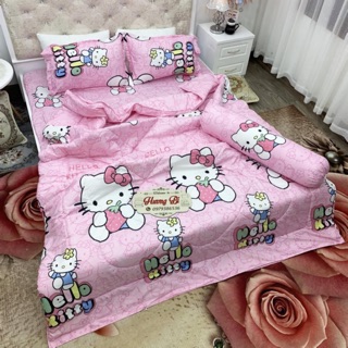 Bộ chăn ga gối chần chăn phao 5 món - kitti nơ
