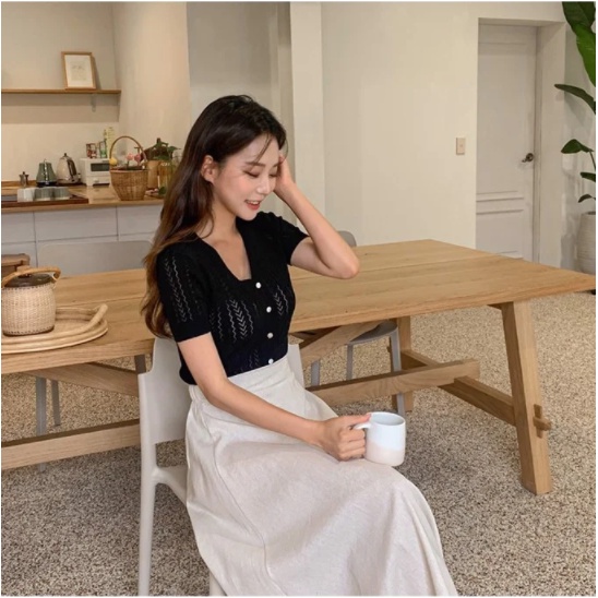 Áo Cardigan Họa Tiết Lá Kim ENVYLOOK Leaf-sleeved Cardigan GomiMall