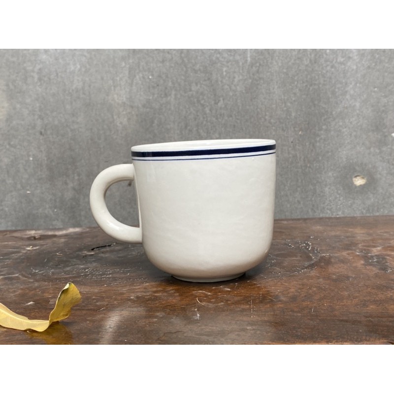  Cốc cà phê - trà bằng gốm Bát Tràng men trắng viền xanh