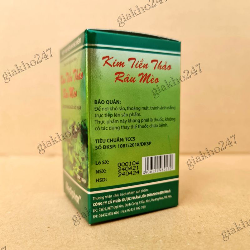 Kim tiền thảo râu mèo hỗ trợ điều trị sỏi thận - Hộp 100 viên