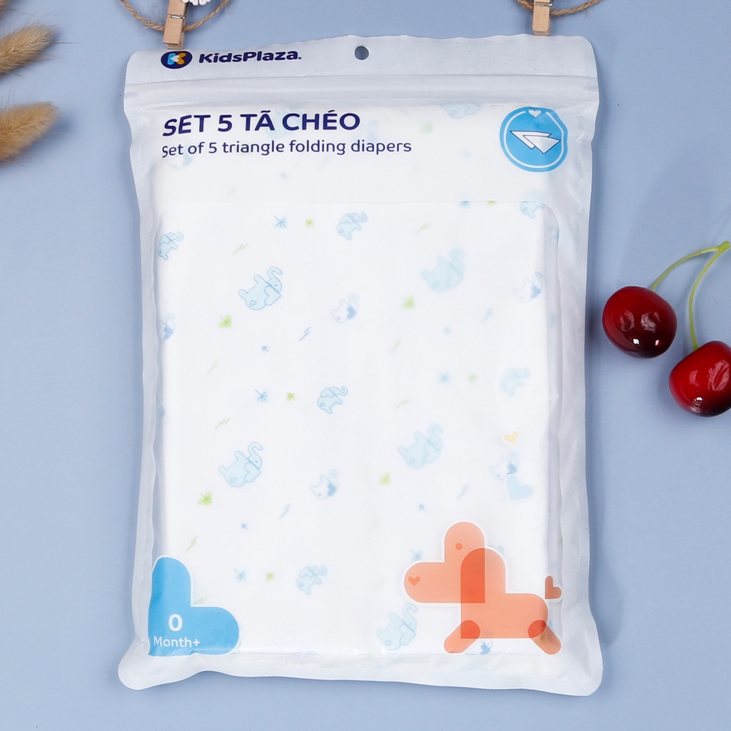 Set 5 tã chéo sơ sinh cotton Kids Plaza BA21 (nhiều mẫu)