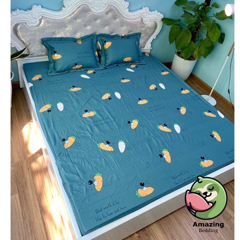 Bộ ga gối Cotton 100% gồm 1 ga chun và 2 vỏ gối đầu.