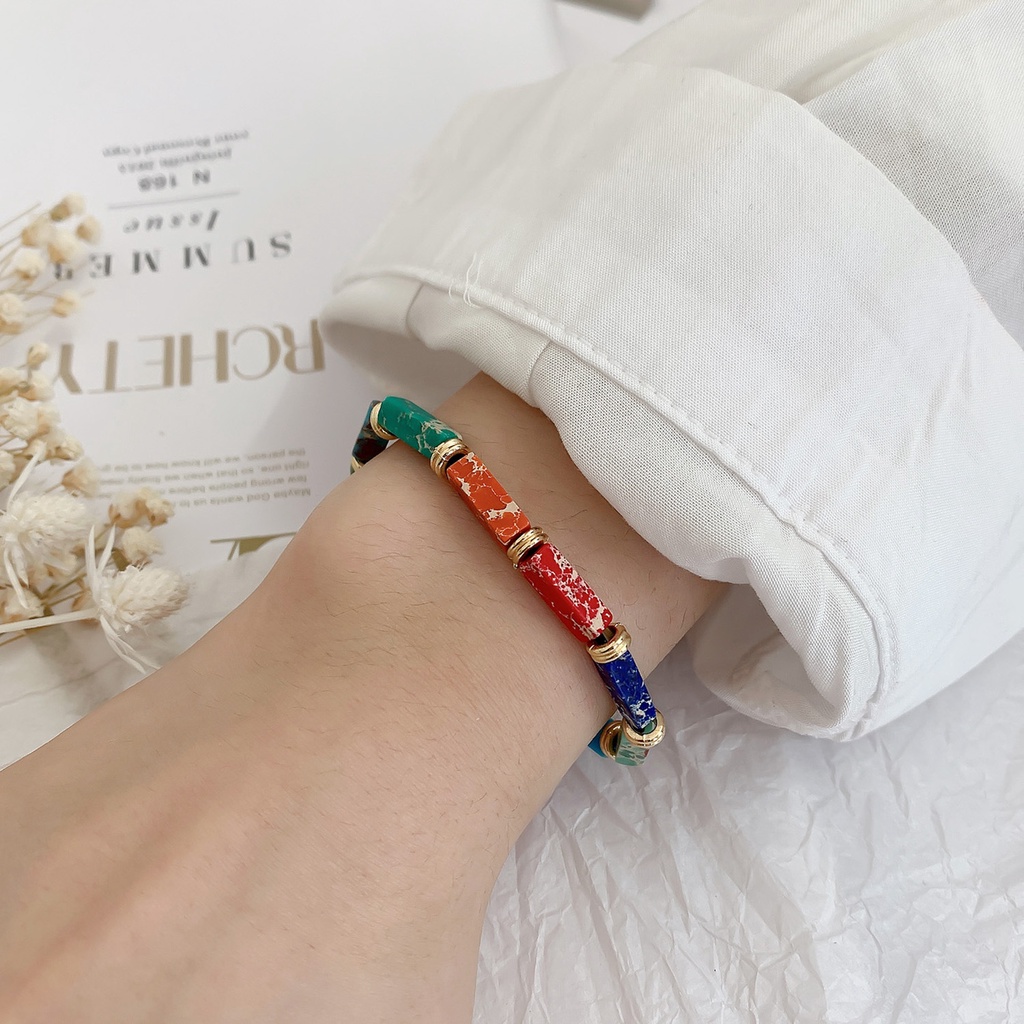 Vòng đeo tay RINHOO FRIENDSHIP hạt đá nhiều màu thời trang cho nữ