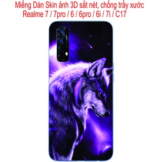 Miếng Dán Skin 3D mặt lưng Realme 7 7pro / 6 / 6pro / 6i / 7i / C17, chống trầy xước, hình ảnh 3D sắt nét