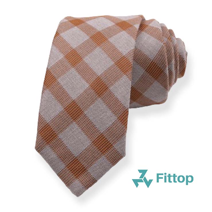 Cà Vạt Caro Nâu 6CM FITTOP CAVAT-254