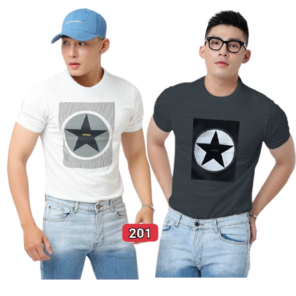 Áo thun nam cổ tròn tay ngắn hình sao phom ôm chất vải Cotton xịn mềm mịn co giãn thoáng mát - ATN6