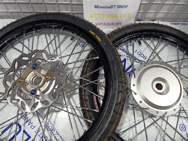 BÁNH CĂM VISION MIO LUVIAS CLICK NOVO VARIO AIRBLADE ĐÙM SƠN BẠC FULL VỎ RUỘT NIỀNG NHÔM THÁI TẶNG KÈM ĐĨA ỐC KIỂU