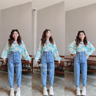 QUẦN BAGGY JEAN NỮ CAO CẤP LƯNG CAO BG182