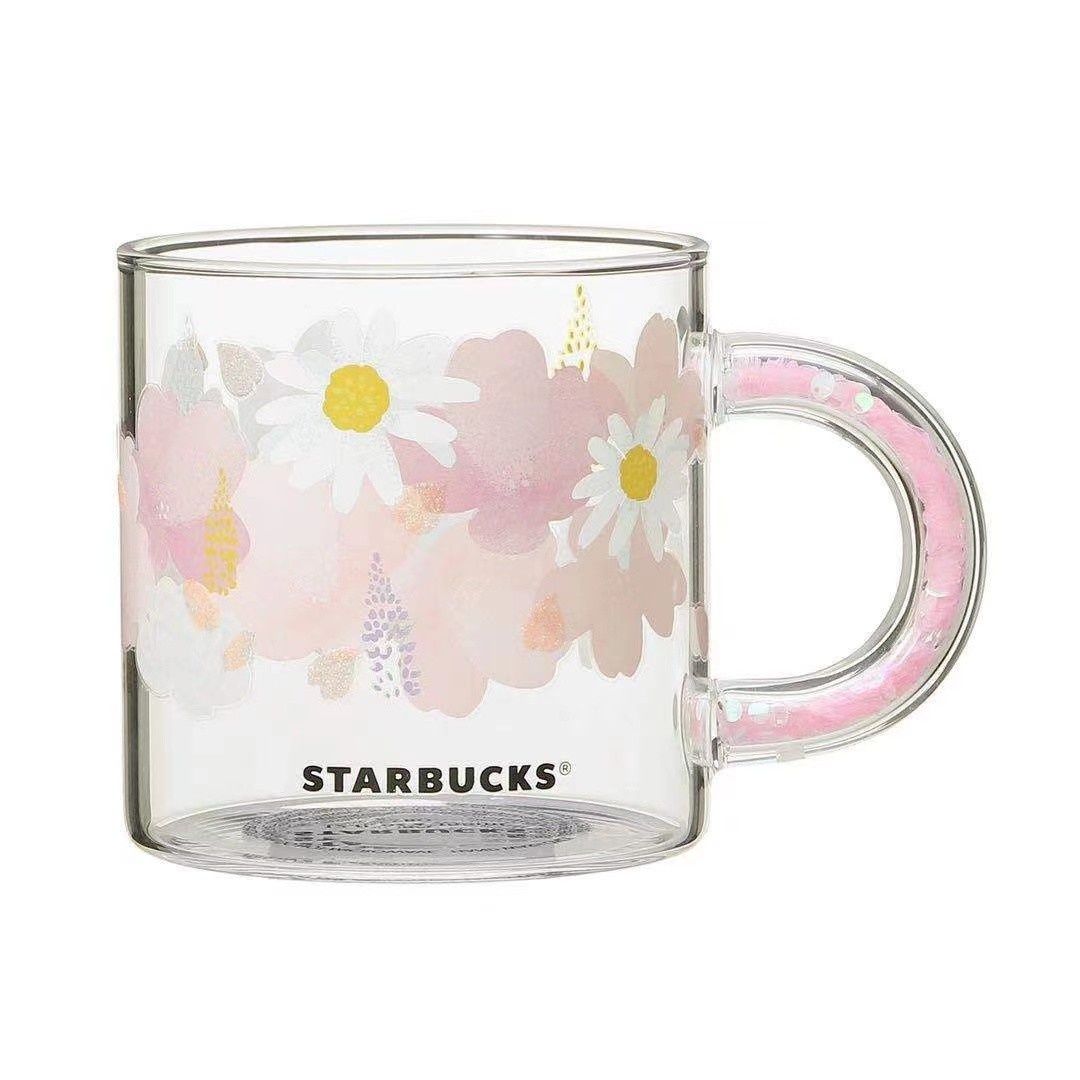 Mua sắm Starbucks Nhật Bản 2021 mùa hoa anh đào mới Núi Phú Sĩ hồng xanh hoa cúc tay ly cà phê thủy tinh