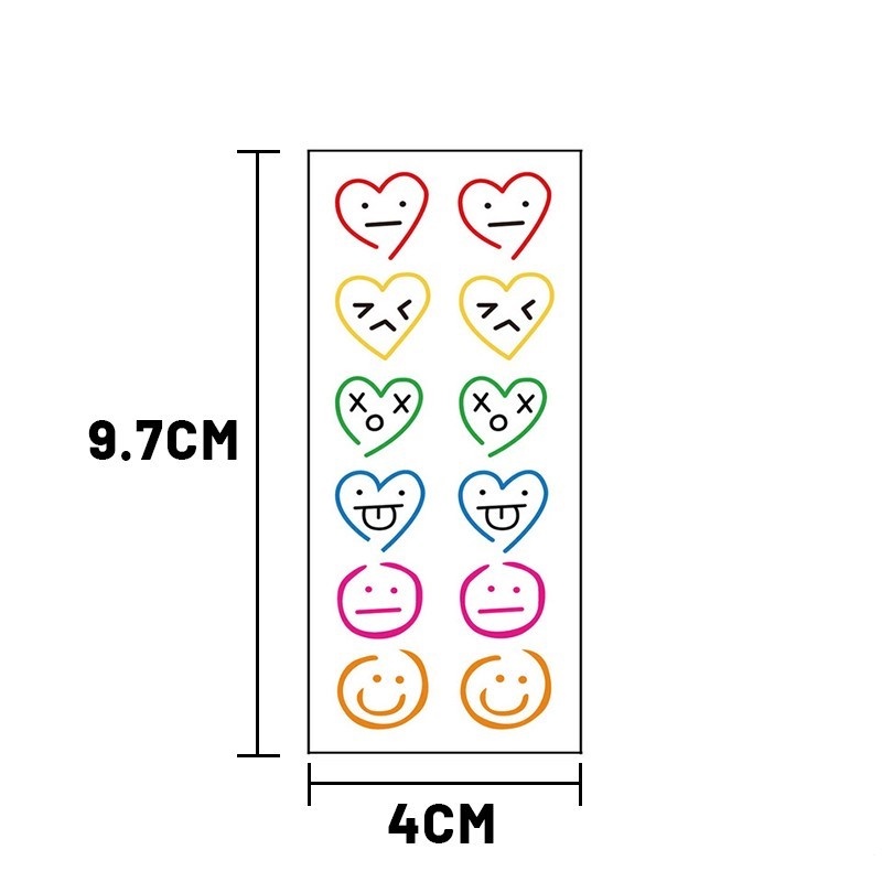 1 Tấm Hình Xăm Dán Họa Tiết Mặt Cười/Cầu Vồng/ Mặt Cười Dễ Thương Chống Nước Lâu Trôi