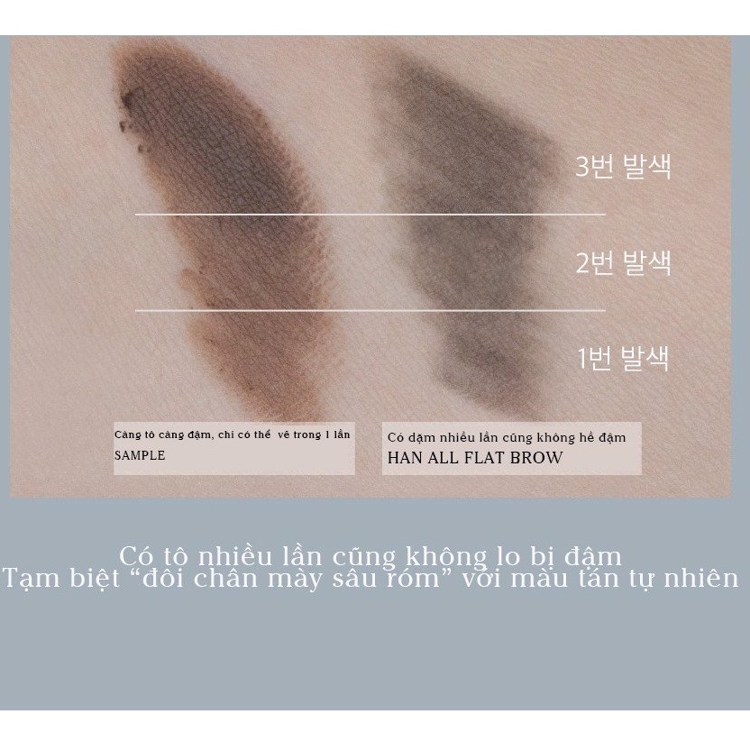 [Rom&amp;nd] Chì kẻ mày ngang cho chân mày sắc nét, lâu trôi Hàn Quốc Romand Han All Flat Brow - Han All Line 0.17g