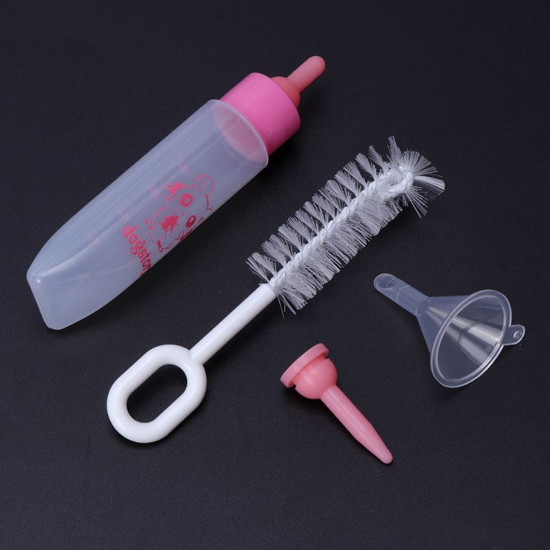 Bộ Dụng Cụ Cho Thú Cưng Ăn Gồm Bình Sữa Và Cọ Rửa Tiện Dụng