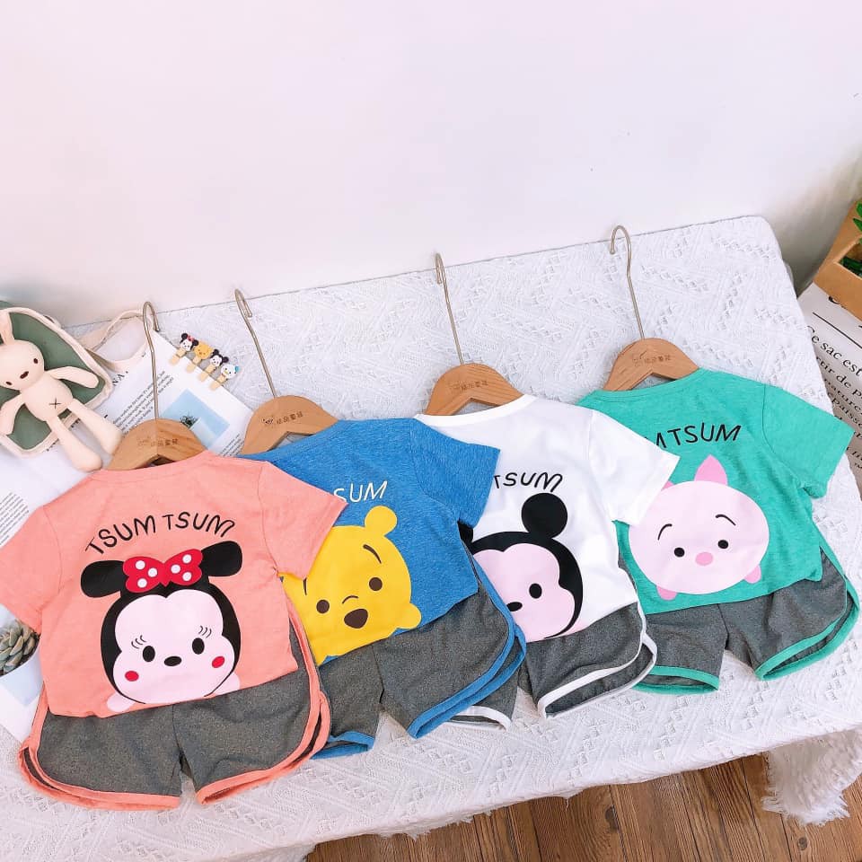 Bộ Quần Áo Cho Bé Trai Bé Gái Từ 8 Tháng Đến 4 Tuổi Chất Cotton Co Giãn Thoải Mái Dễ Thương 4 Mẫu