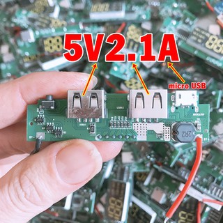 Mạch sạc dự phòng màn LED 5V2.1A auto đầu vào micro và type c