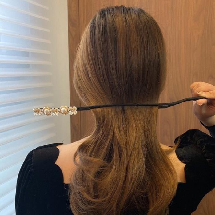 Dây búi tóc dẻo giả ngọc trai phong cách Hàn Quốc , Trâm cột tóc , dụng cụ kẹp quấn tóc kiểu mới tuyệt đẹp - HS Shop