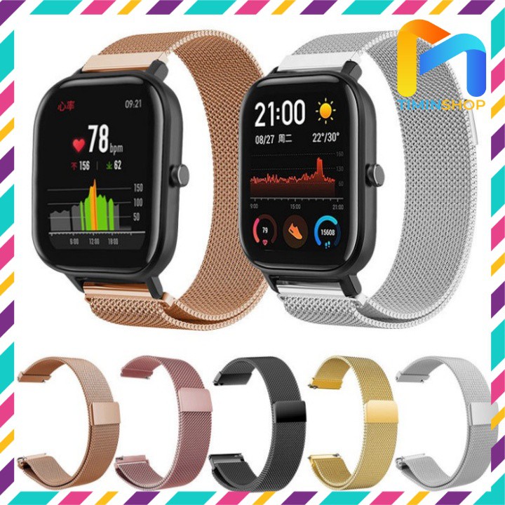 Dây đồng hồ Amazfit GTS 3/ GTS/ GTS 2/ 2e/ mini/ BIP - Dây thép không gỉ, khóa nam châm (DT)