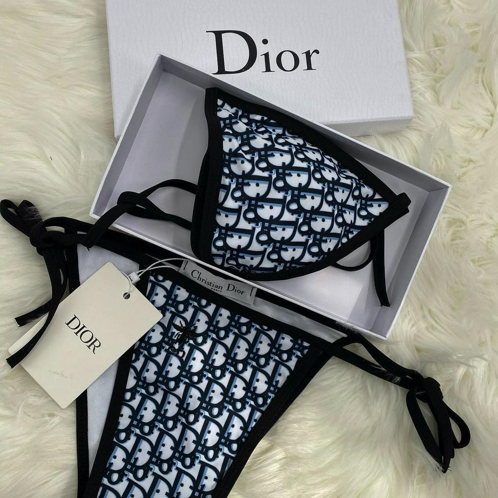 Bộ BIKINI Hai Mảnh Màu Xanh Dương Dior Sang Trọng
