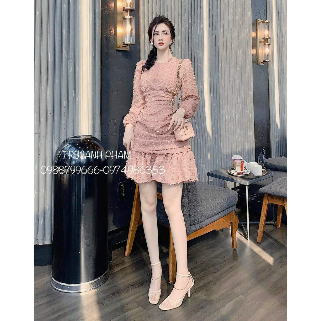 Đầm Ôm Body thời trang, Đầm voan đuôi cá phong cách tiểu thư