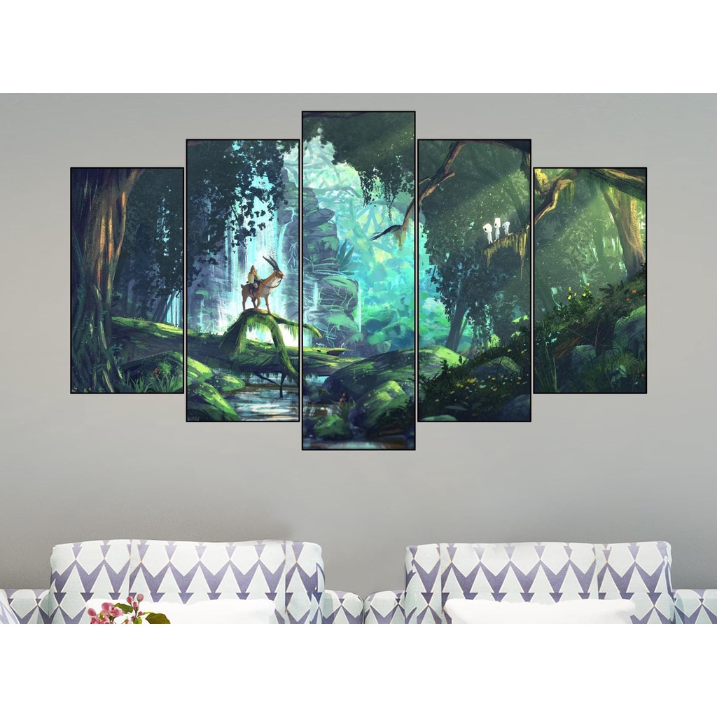 Tranh ghép 5 tấm dán tường trang trí phòng ngủ Room decor ANIME - GAME TỔNG HỢP - BỘ 5