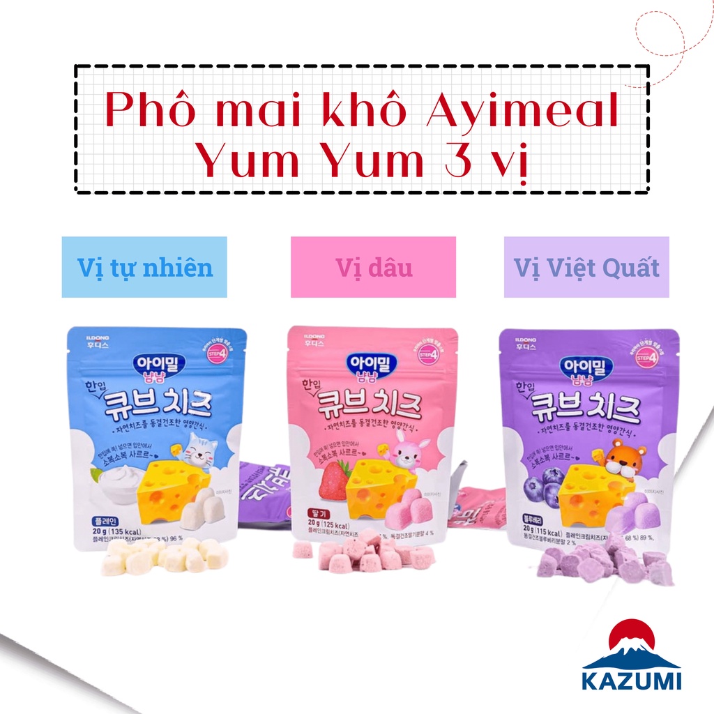 Phô mai khô ăn dặm cho bé Ildong Ayimeal Yum Yum 3 vị [HSD T1/2023]