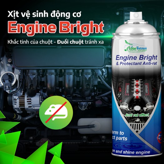 Xịt chống chuột ô tô, làm sạch động cơ ô tô 3in1 Engine Bright hàng Thái Lan chính hãng