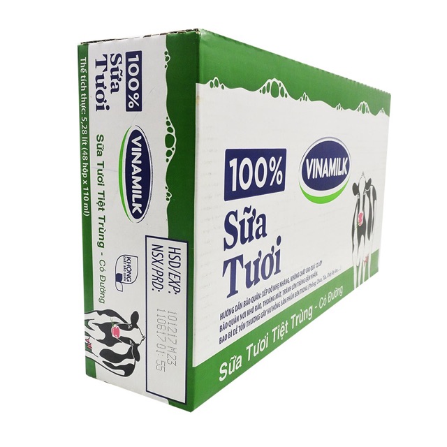 1 Thùng Sữa Tươi Tiệt Trùng Vinamilk có đường 110ml