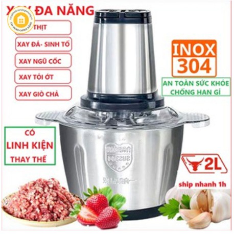 Quận 6 Máy xay thịt đa năng cối Inox , 4 lưỡi xay dung tích 2L- Bảo hành 12T ,Hàng chính hãng .Lưỡi dao thép không gỉ