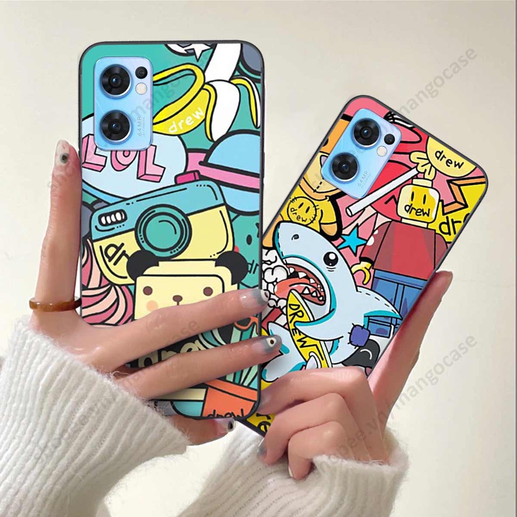 Ốp lưng điện thoại Oppo Reno7 4G / Reno7 Z / Reno 7Z 5G drew, kaws, bape cao cấp, vỏ ốp rẻ đẹp