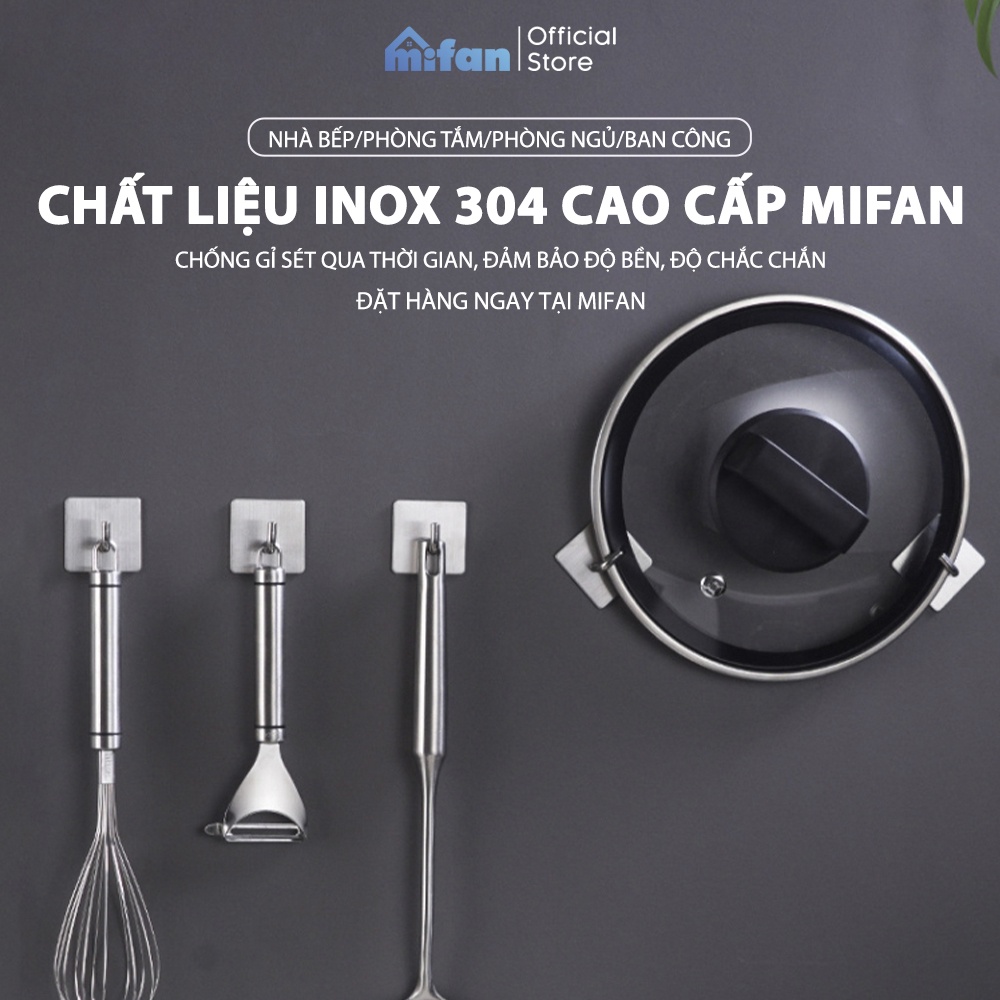 Móc Dán Tường Inox 304 Cao Cấp MIFAN - Keo 3M Siêu Dính - Treo Quần Áo, Khăn, Dụng Cụ Bếp, Đồ Nhà Tắm