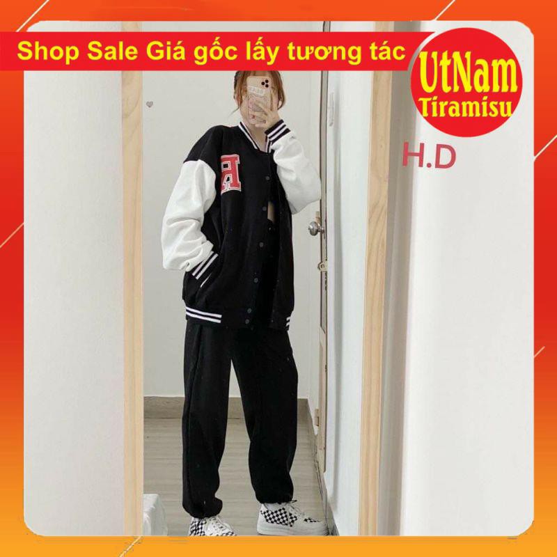 Áo Bomber Jacket Chữ R Đỏ form thụng nam nữ unisex