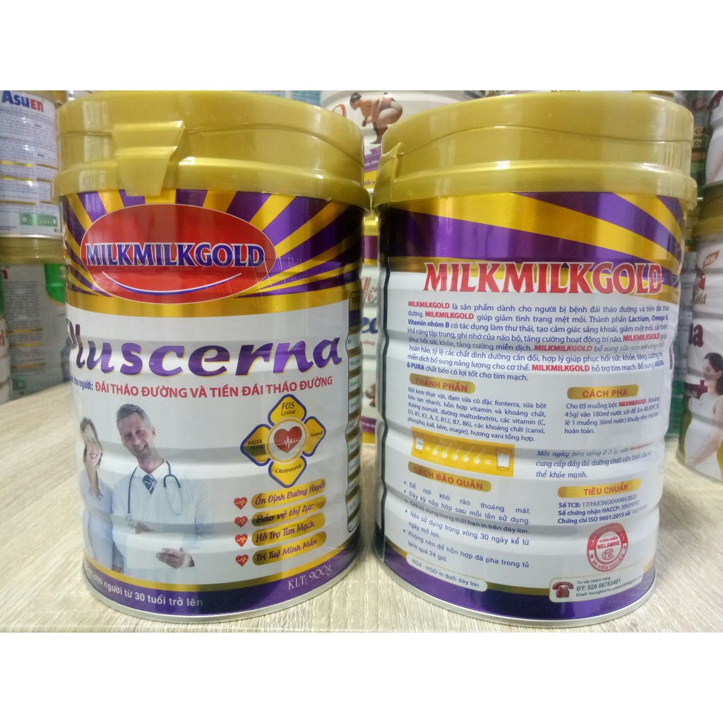 Sữa tiểu đường MILKMILKGOLD PLUSCERNA 900G - Dành cho người tiểu đường, người từ 30 tuổi