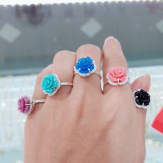 FREESHIP 💟 NHẪN HOA MẪU ĐƠN BẠC MÃ NÃO CAO CẤP