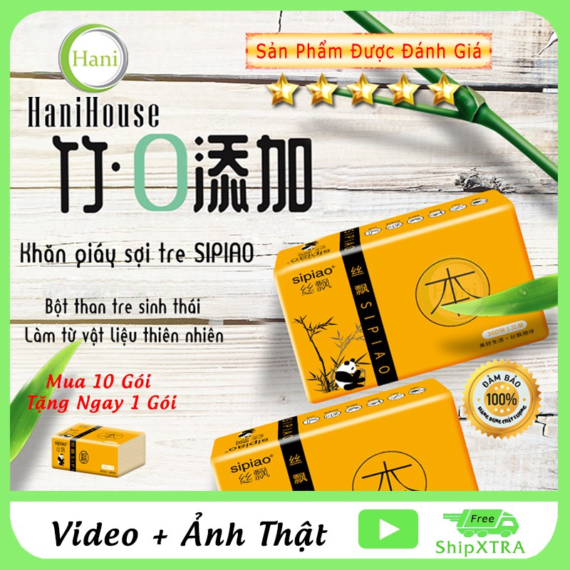 Giấy ăn gấu trúc Sipiao siêu dai thấm hút dày 3 lớp - gói 300 tờ Hani House