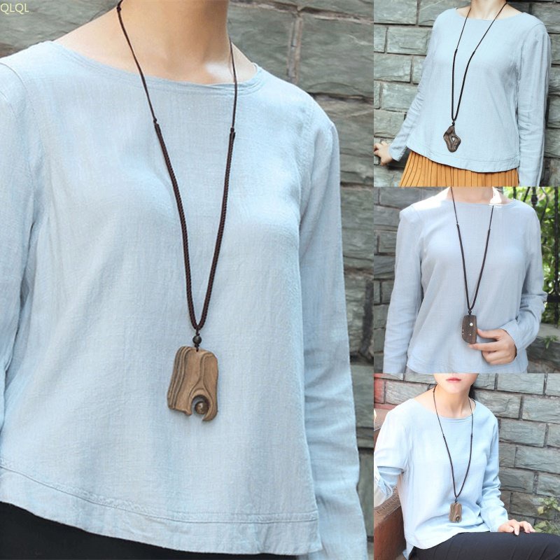 Vòng cổ Mặt Gỗ Phong Cách Retro Cho Nam Nữ