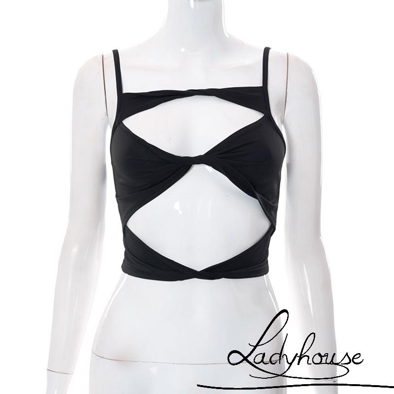 Áo Hai Dây Màu Trơn Thiết Kế Khoét Lỗ Thời Trang Mùa Hè Cho Nữ