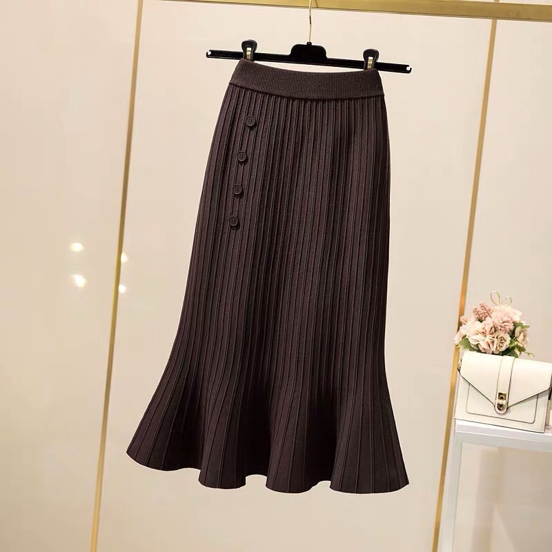 Chân váy len dài đuôi cá đính khuy QC siêu xinhh | BigBuy360 - bigbuy360.vn