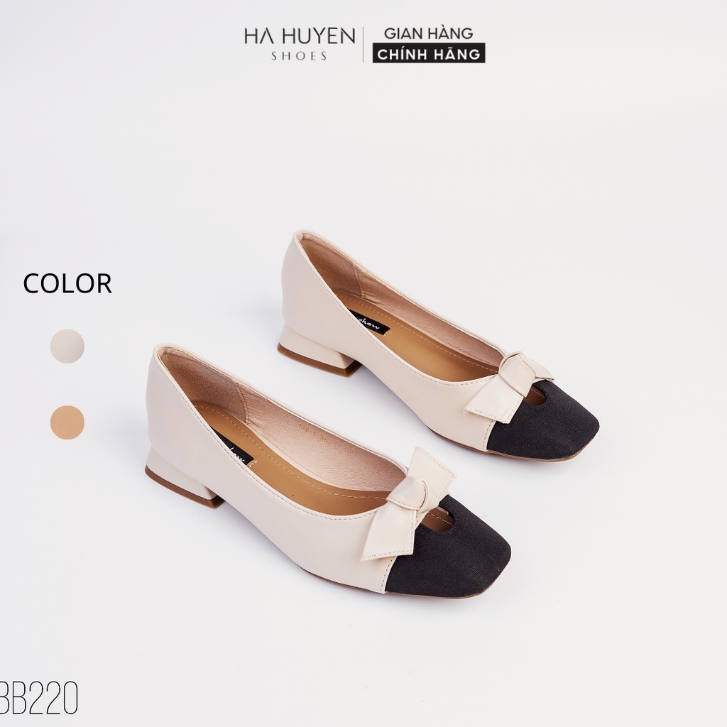 Giày búp bê nữ Hà Huyền Shoes mũi captoe thắt nơ xinh xắn - BB220