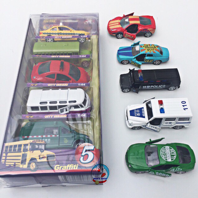 Combo 5 Chiếc Ô Tô Sắt Mở Cánh Tỉ Lệ 1:64