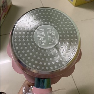 Bộ Nồi Chảo Cho Bé Ăn Dặm, Nồi Chảo Nấu Quấy Hình Hoa Cao Cấp, Men Đá Chống Dính, Kèm Xửng Hấp